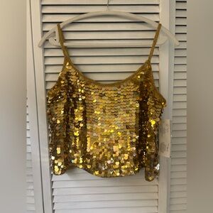 Chaudry Gold Sequins Top Size Large